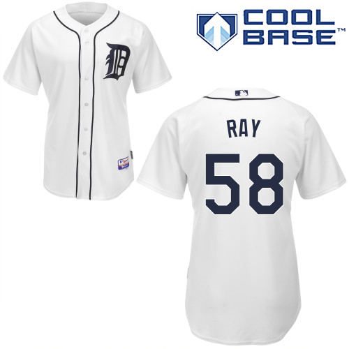 Robbie Ray #58 MLB Jersey-Detroit Tigers Men's Authentic Home White Cool Base Baseball Jersey
